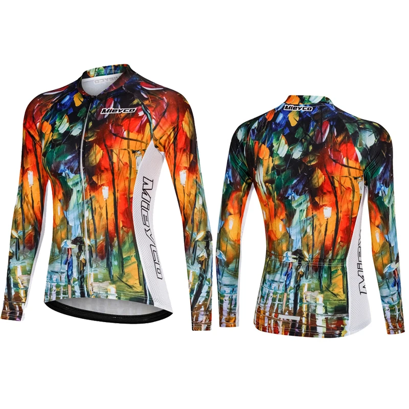 Women's Girls Summer Long Sleeve Cycling Jersey Bicycle Road Bike Shirt