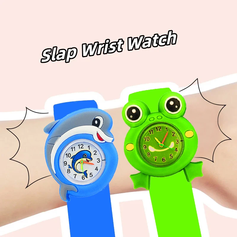 Lovely Baby Cartoon 3D Watch Boys Girls Kids Students Birthday Party Christmas Gift Study Time Children Slap Watches Clock 4