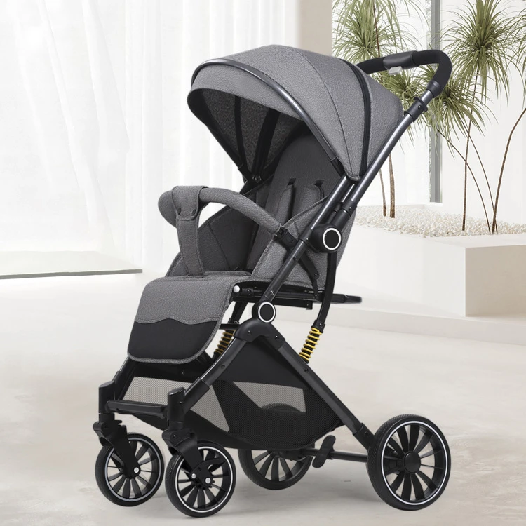 Two-way Stroller Lightweight Baby Carriage High View Newborn Can Sit or Lie Down Foldable with One Click