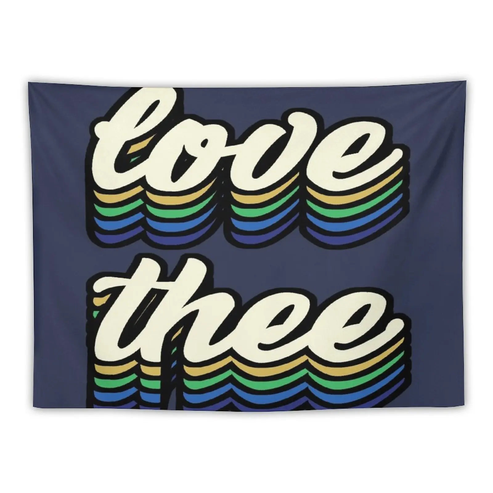 

Love Thee - blue and gold Tapestry Room Decor For Girls Wall Hanging Decor Home Decor Accessories Aesthetic Room Tapestry