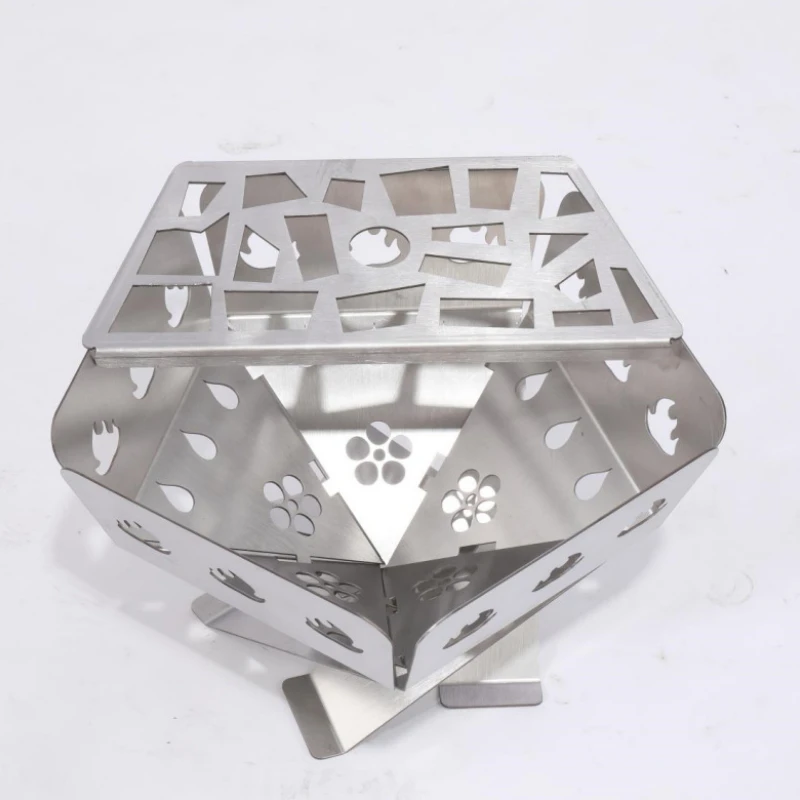 

folding camping bonfire frame stainless steel mesh burning fire outdoor picnic charcoal fire beacon tower