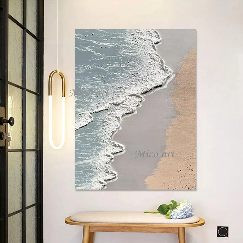 

Palette Knife Seascape Oil Painting Unframed Modern Art Beach Wall Abstract Cheap Canvas Picture Hot Selling Thick Acrylic