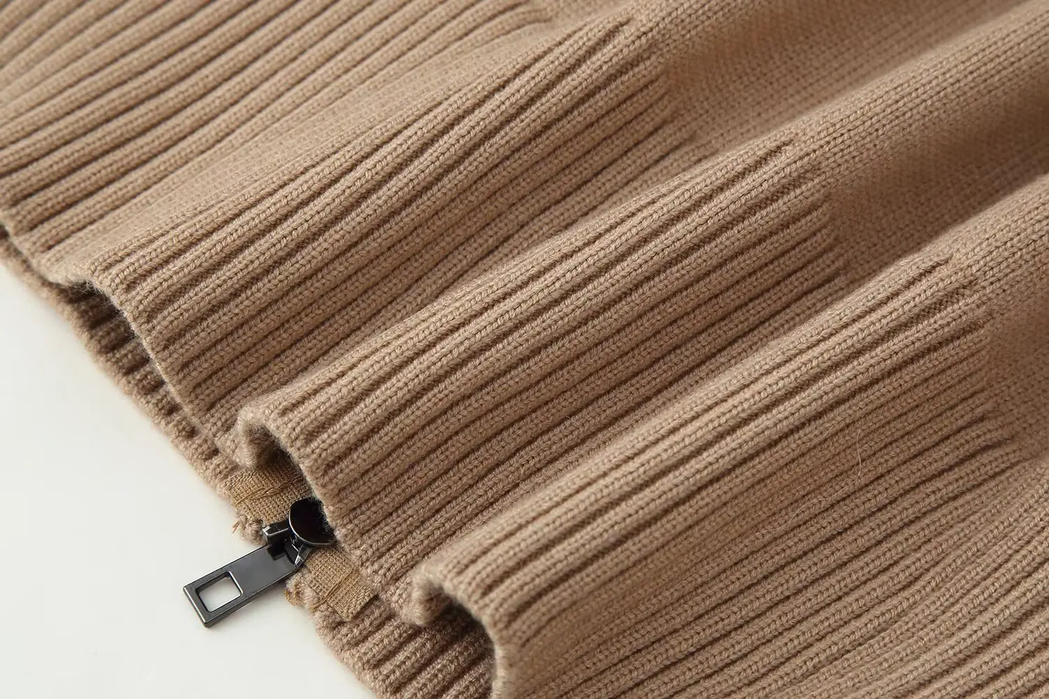 HH Trendy Damen-Wintermode, lässige Strickjacken mit langen Ärmeln, halber Rollkragen, Reißverschluss, gestrickte Oberteile, Damenpullover, Mäntel, 2 Farben – Detail 14