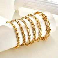 Chunky Stainless Steel Link Chain Bracelet For Woman, Gold Plated Layering Bracelets Wristband Waterproof Jewelry - Image 6
