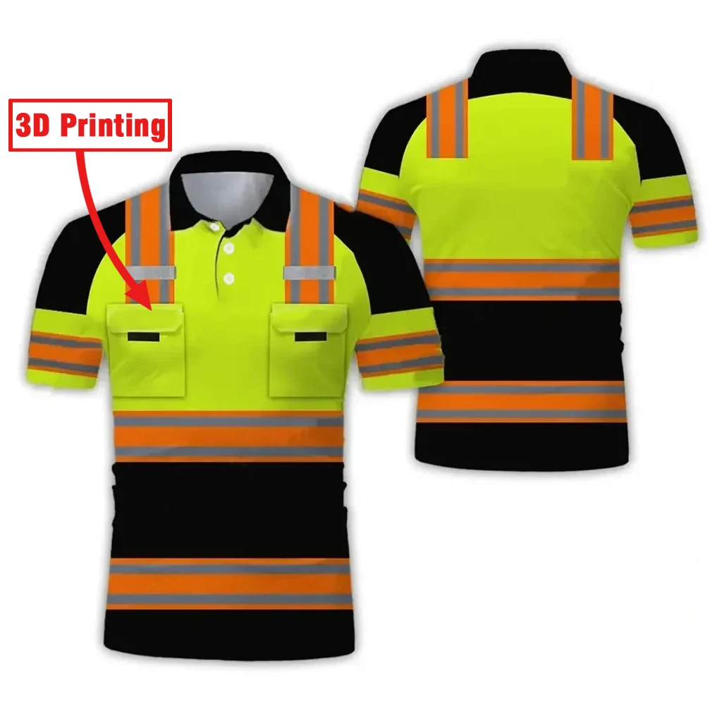 Project Abbigliamento per la sicurezza sul lavoro Polo da uomo Escavatore Stampa 3D Manica corta grande Traspirante Uniforme ad asciugatura rapida Commercio all'ingrosso  200000343