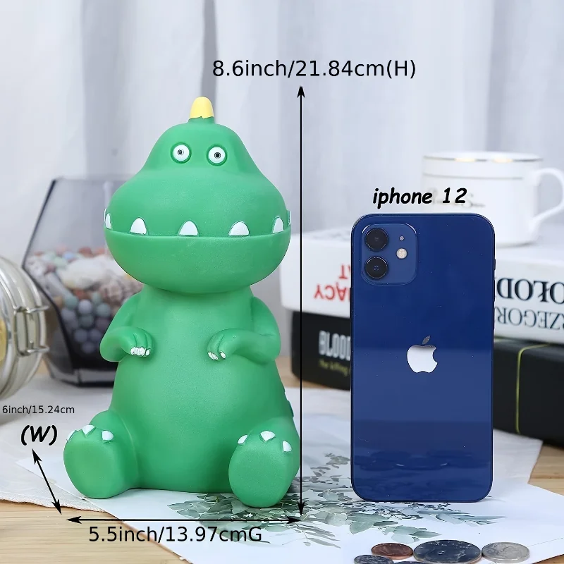 Dinosaur Money Bank, Shatterproof Tyrannosaurus Rex Piggy Bank, First Coin Gifts for Kids Boys Girls Home Decoration