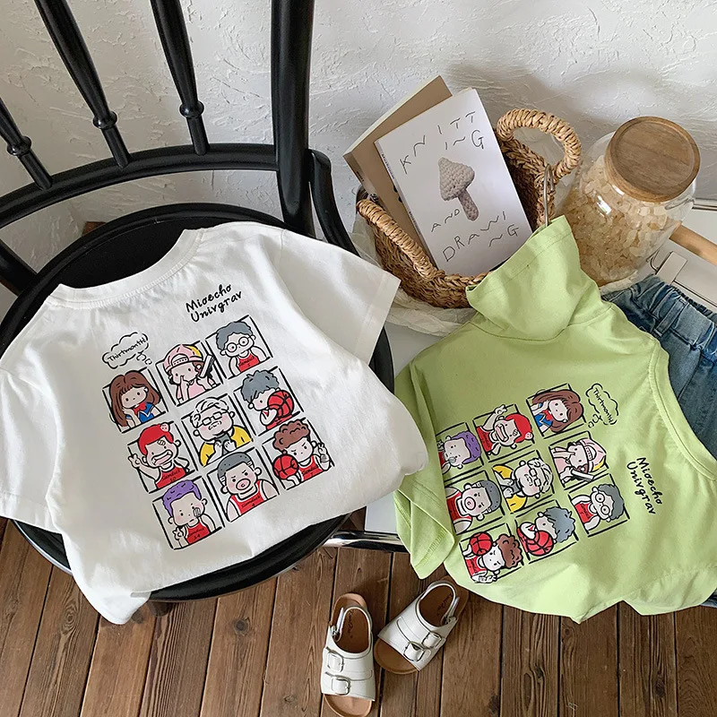 Children's Summer Short SleeveTT-shirt2024New Boys' Pure Cotton Children's Clothing Baby Cartoon Cute Fashionable Top