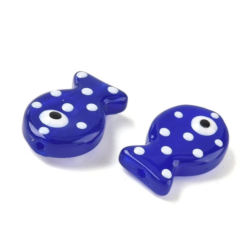 PandaHall 30 Stück Bemalte Glas-Emaille-Fischperlen für DIY-Schmuckherstellung, Halsketten, Armbänder, Handgemachte Bastelzubehörteile – Detail 37