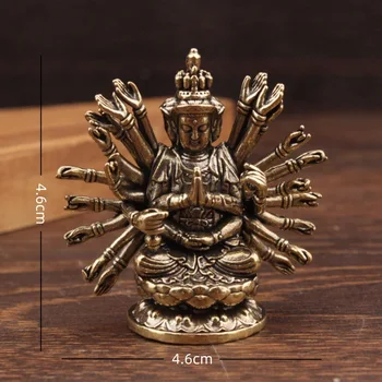 Retro Brass Thousand-hand Bodhisattva Buddha Statue Avalokitesvara Guanyin Altar Statue Home Temple Decor Buddhist Gift Ornament 1