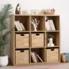 12 x 12 x 12in Water Hyacinth Storage Baskets, Wicker Storage Baskets for Shelves, Foldable Square Baskets for IKEA Kallax Set o 2