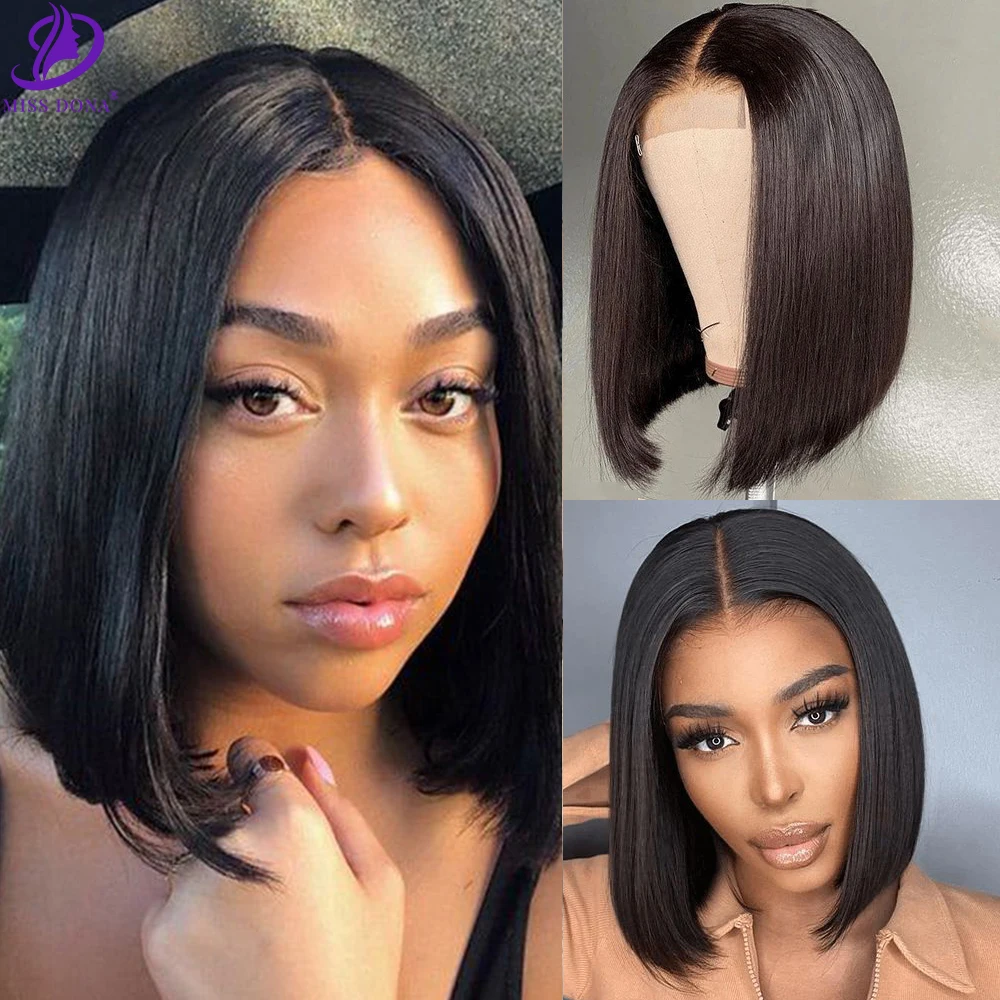 

Оптовая продажа 5 шт. 4*4 прозрачные кружевные передние парики короткие натуральные волосы парики боб 180% Плотность прямые волосы парик для женщин