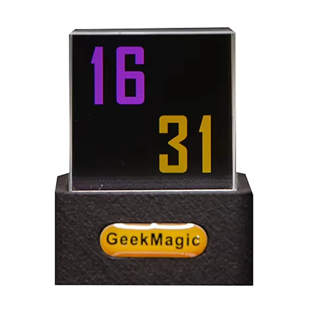 GeekMagic Crystal Cube Photo Display Holographic Desktop Smart Weather Station Digital Clock with GIF Animations Album Rare