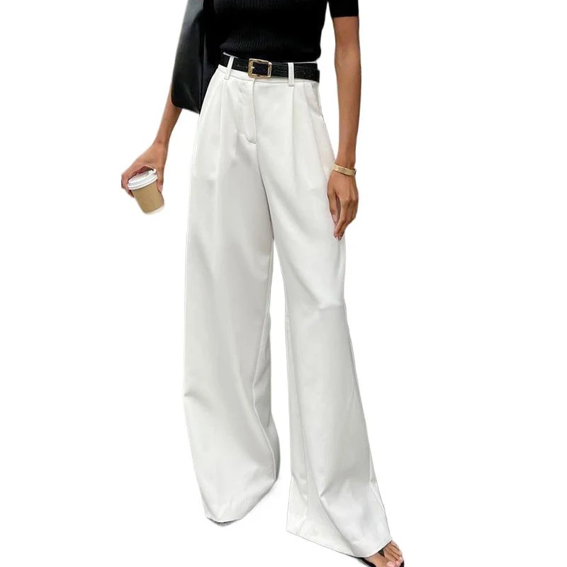 Women Spring Fashion Stright Wide Leg Long Pants High Waist White Pants Fashion Women Clothes Pants Female Trousers