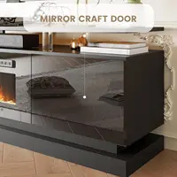 70' Modern Fireplace TV Stand, Black Media Console with Storage for TVs Up to 80', Living Room Entertainment Center 4