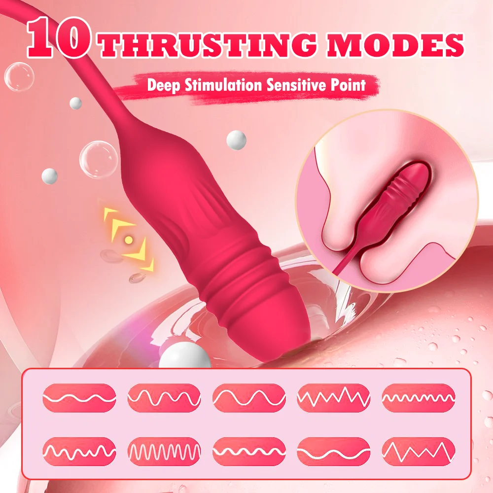 Juguetes Sexuales Rose Tongue Licking Thrusting Dildo Vibrator Double Penetration Vaginal Massage Sex Toy for Women JoinJJtoy