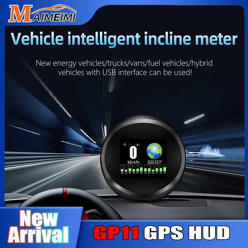 Hd Gps Hud Gp11 Misuratore Di Pendenza Per Auto Fuoristrada 4X4 Inclinometro Intelligente Car Digital Speed Tilt Pitch Angle Inclinometro Head Up Disp