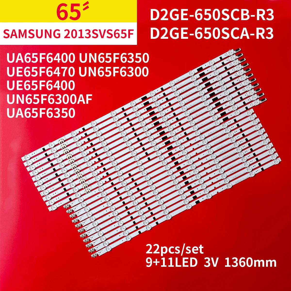 22Pcs/1Set LED Backlight Strip for Samsung 65