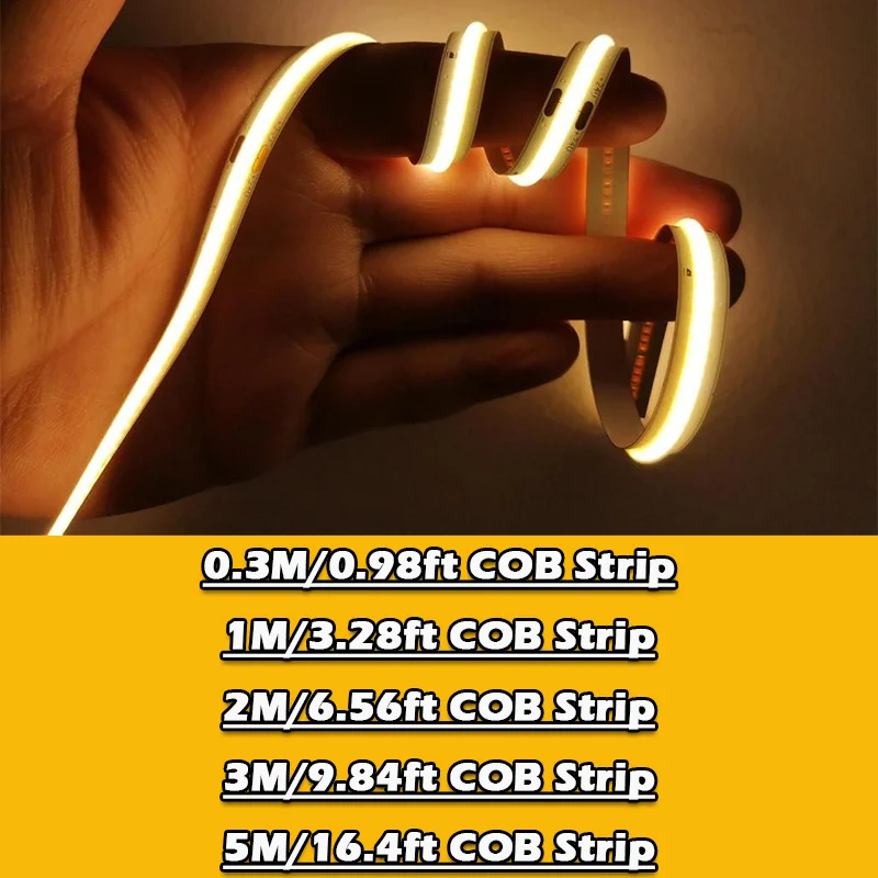 디밍 가능 FCOB LED 스트립 5V USB RF 리모컨 포함, 캐비닛/침실용 유연 접착 테이프 조명