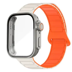 Enhanced Magnetic Sport Band with Breathable Dual - Color Silicone Strap and Sweat - Resistant Case for Huawei Fit 3 (Starlight Orange Ti)