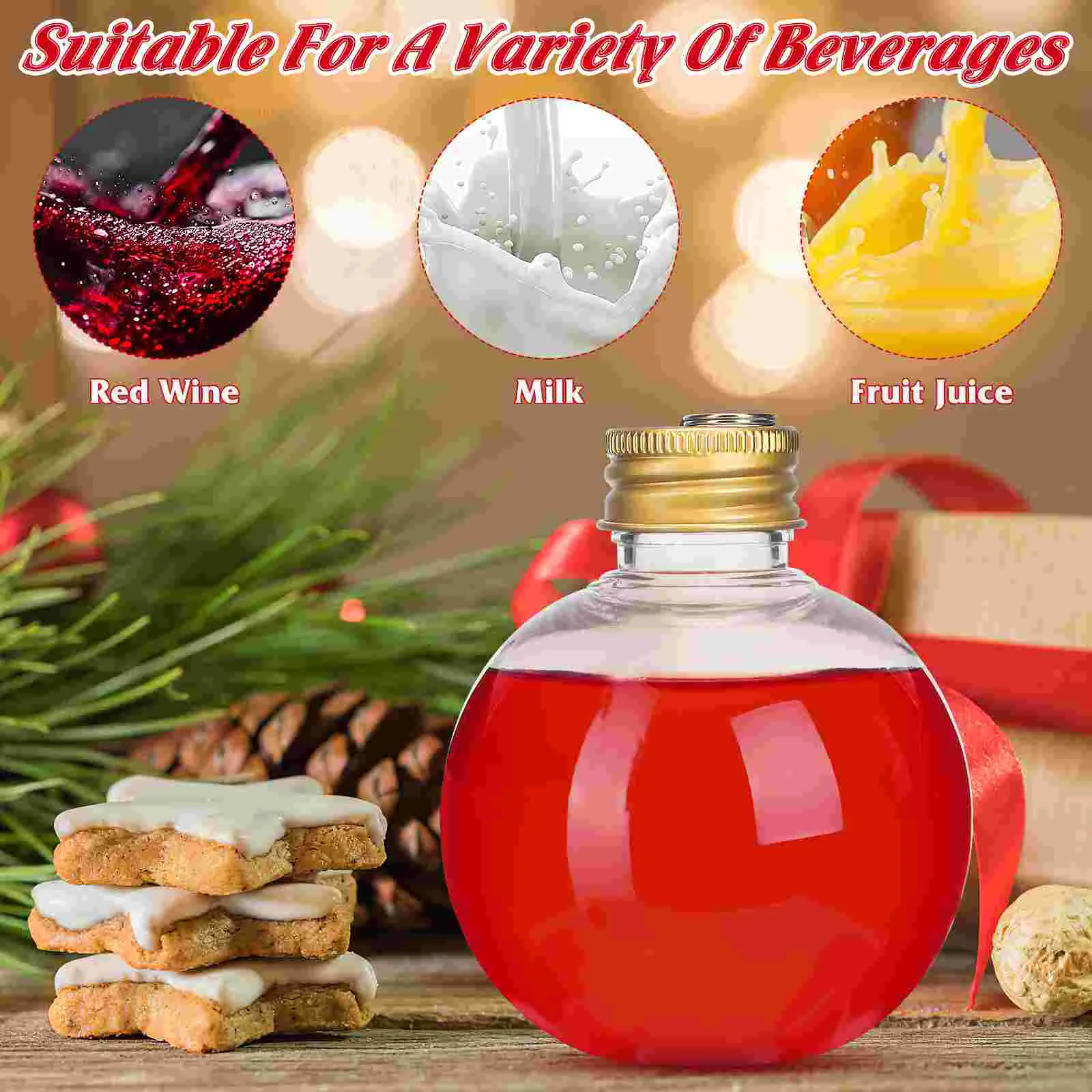 10 Pcs Christmas Spherical Bottle Water Bottles Outdoor Juice Anti-leak Storage Multi-function Plastic Drinking Milk 5