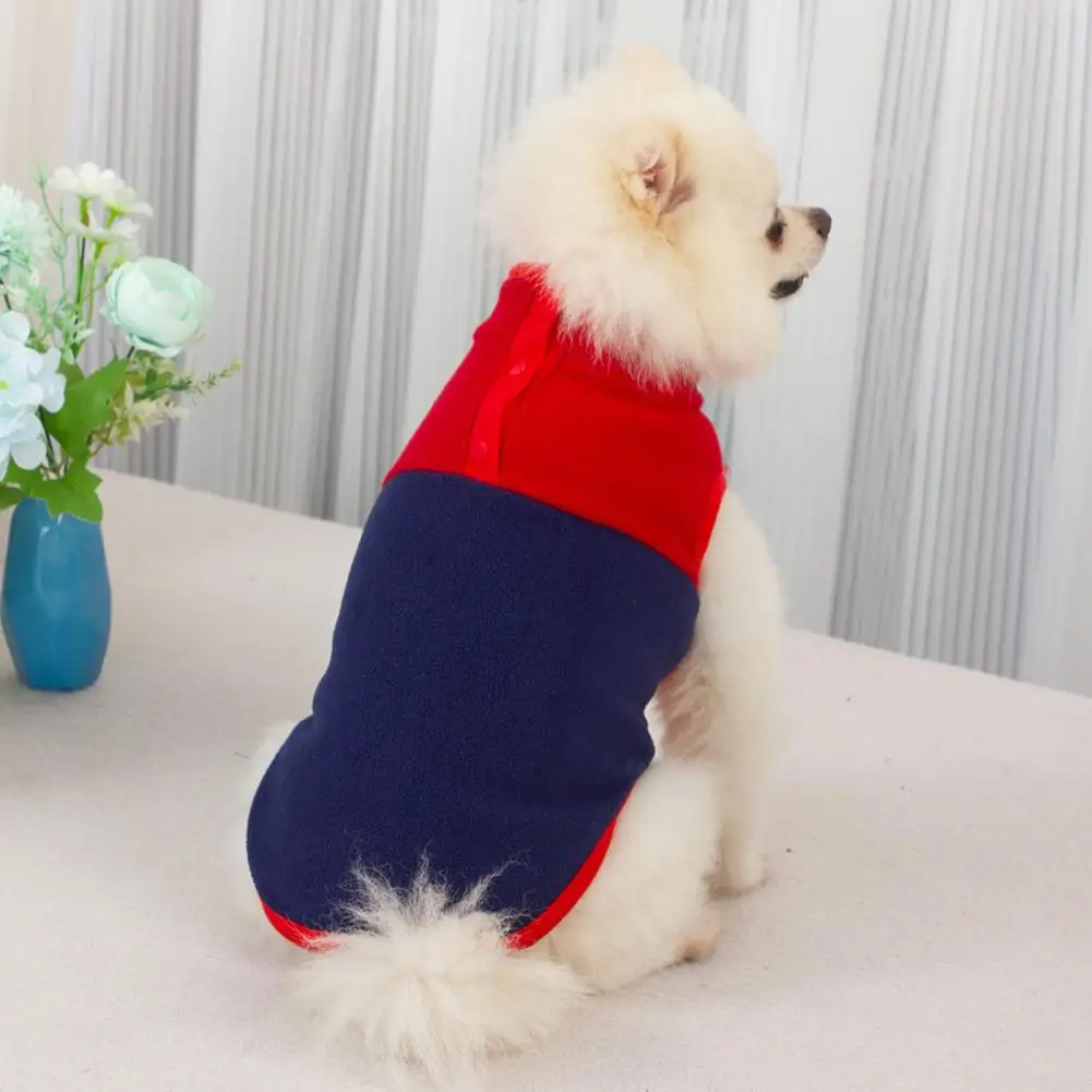 

Soft Comfortable Pet Clothes Stylish Pet Clothes Fleece Button Closing Collar Lapel Pullover Clashing Colours Lightweight Shake