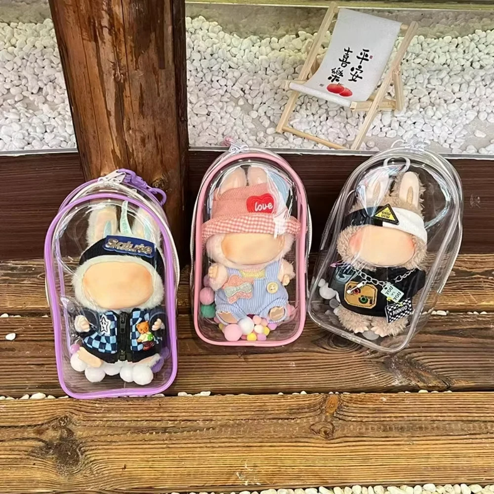 Colorful Pvc Transparent Out Bag Protector Case Organizer Box Keychain Doll Accessories for 17cm Dolls Outdoor Display Bag