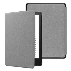 Magnetic Smart Fabric Leather Kindle Case with Screen Protector - 11th (2022) C2V2L3 (Grey)