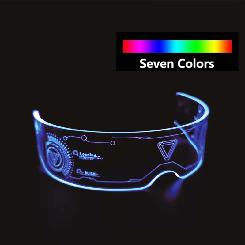 Colorful Luminous Glasses 7 Mode Adjustable LED Light Up Goggles for Bar  KTV Christmas Halloween Cyberpunk Party Prop Decoration