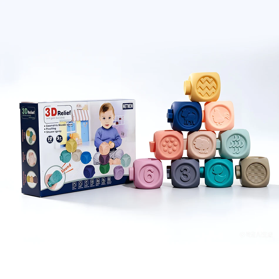 Jouet Montessori pour bébé, blocs cubes à presser, jouet de tri des couleurs, des formes et des chiffres, développement sensoriel, jouet éducatif précoce