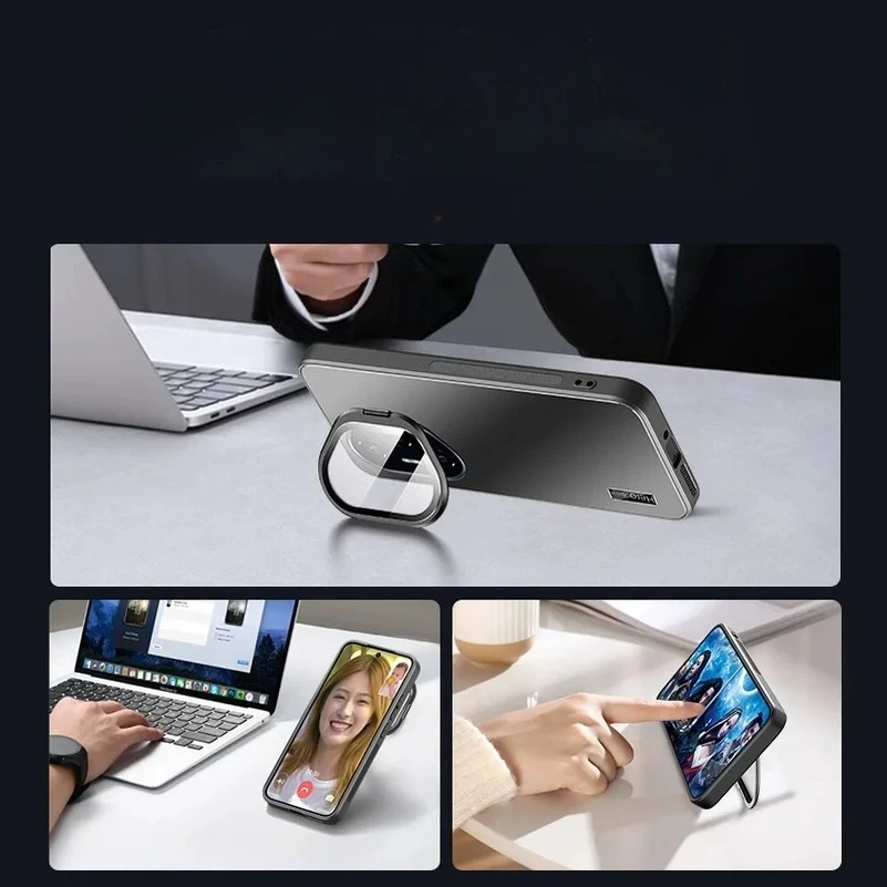 Matte Shockproof Metal Lens Camera Holder Case with Stand