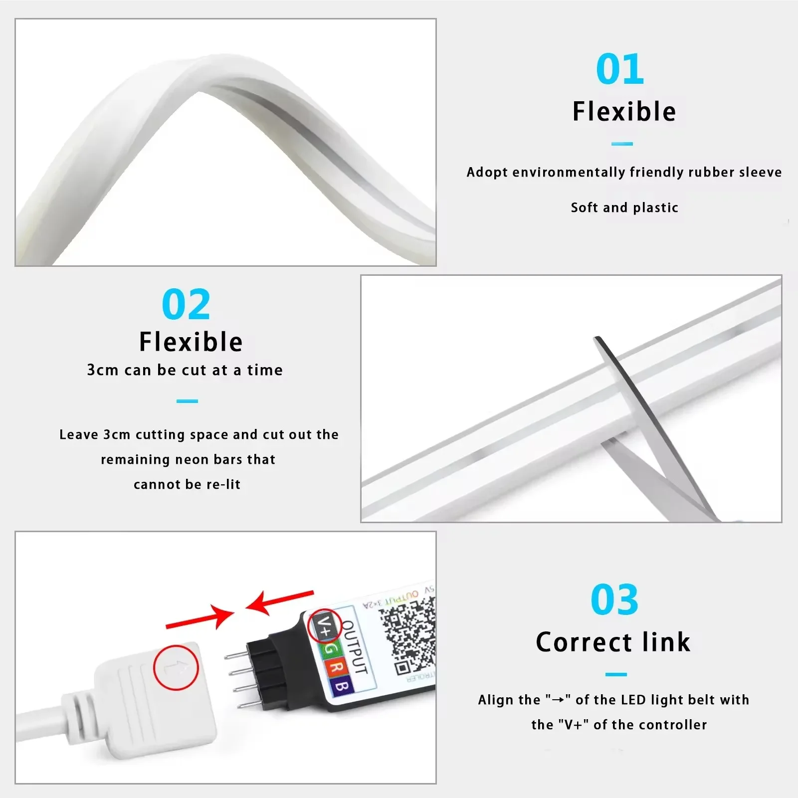 RGB Neon LED Strip 1/2/3/5M IP65 Waterproof DIY USB Neon Strip Tuya App Remote Control Flexible Ribbon for Home Decor Lighting 5