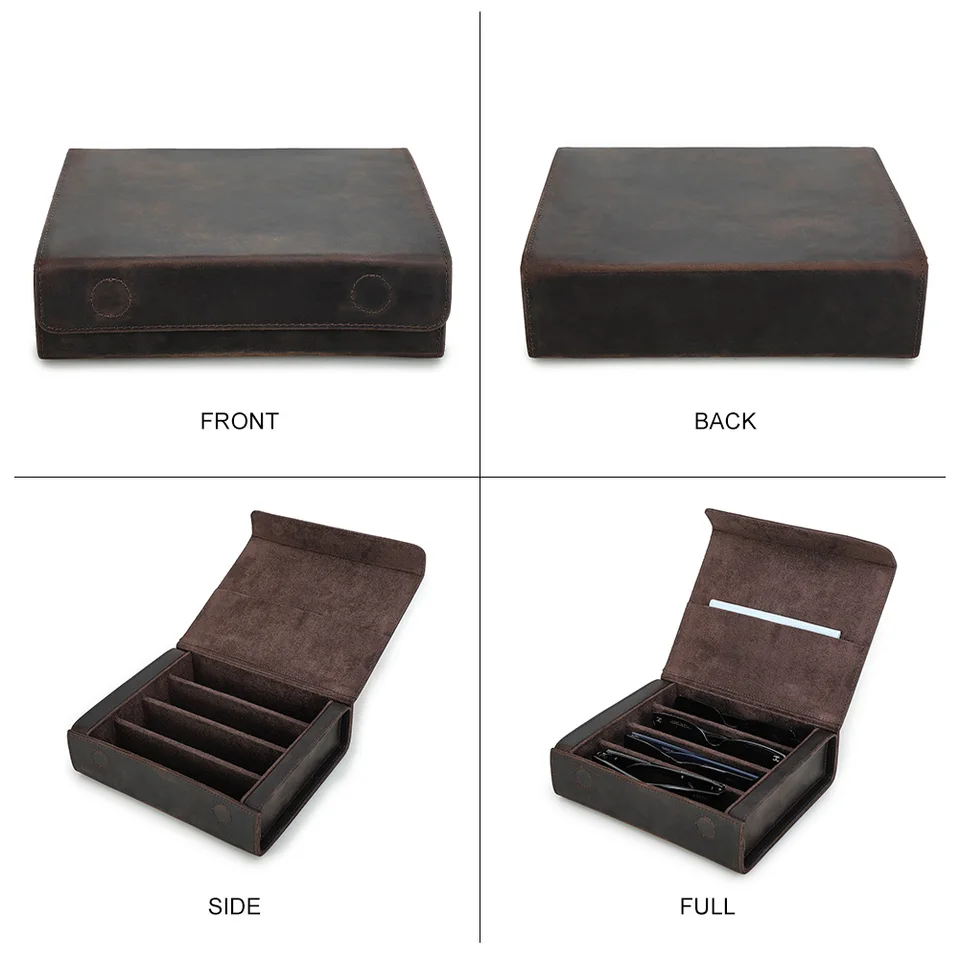 Custodia Occhiali In Vera Pelle - Elegante Con Chiusura Magnetica