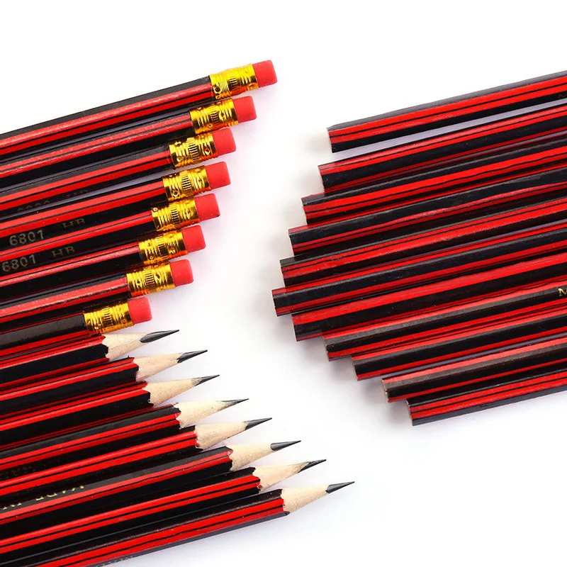 Eraser Pencil Drawing Pencils Writing Stationery 30/50/100Pcs /Lot Sketch Pencil Wooden Lead Pencils HB Pencil With Eraser Children Drawing School Writing