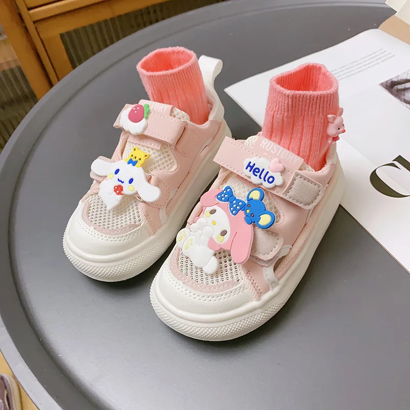 

My Melody Anime Kawaii Sanrio Children Sports Shoes Cute Cartoon Kuromi Summer Breathable Running Casual Sneakers Gifts for Kids