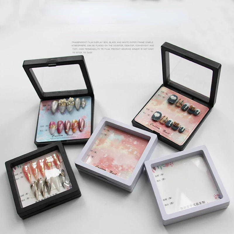 3pcs Fake Nail Packing Box Nail Ornaments Diamond Transparent Box