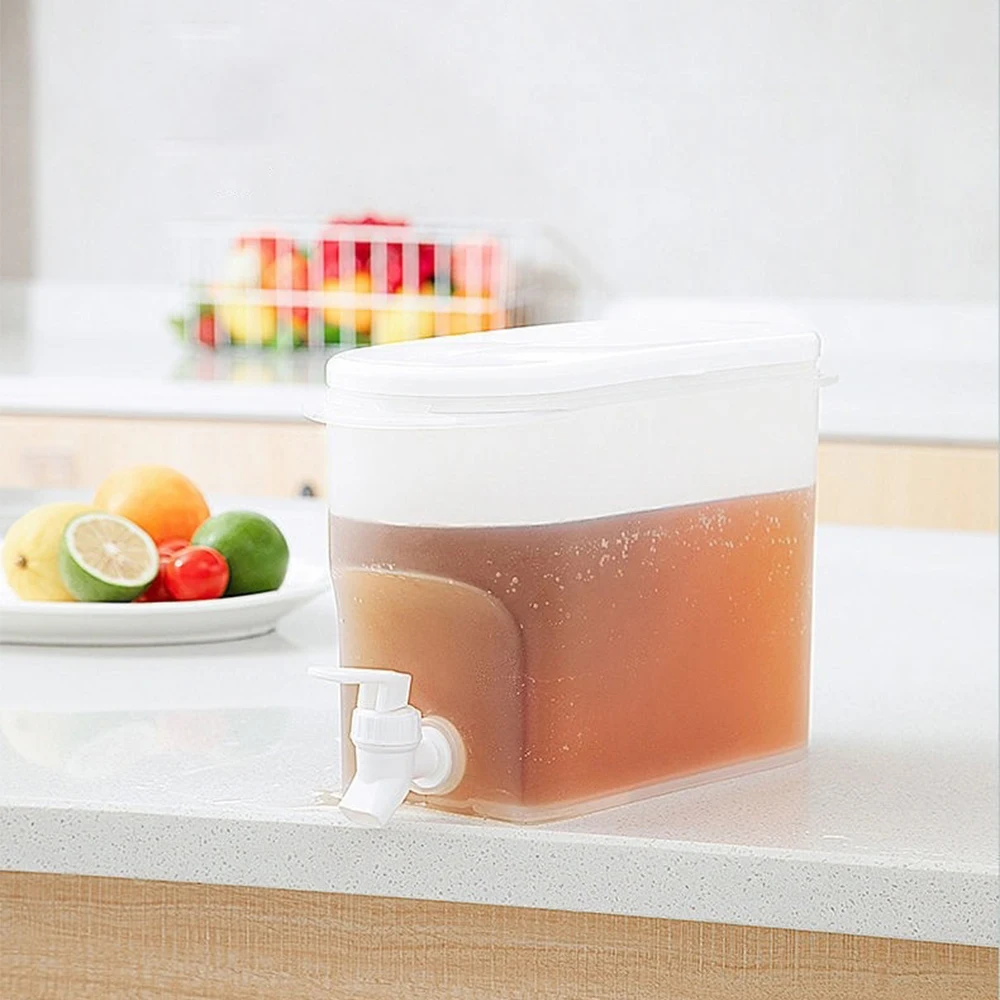 Fridge Kettle Plastic With 2 Spigots Beverage Drink Dispenser Countertop Water Container Iced Juice Dispenser