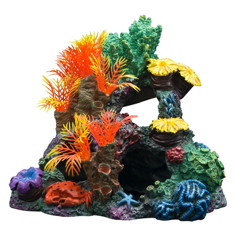 Polyresin Coral Ornaments Aquarium Reef Decor 8.7x7.5x7.5 Inch