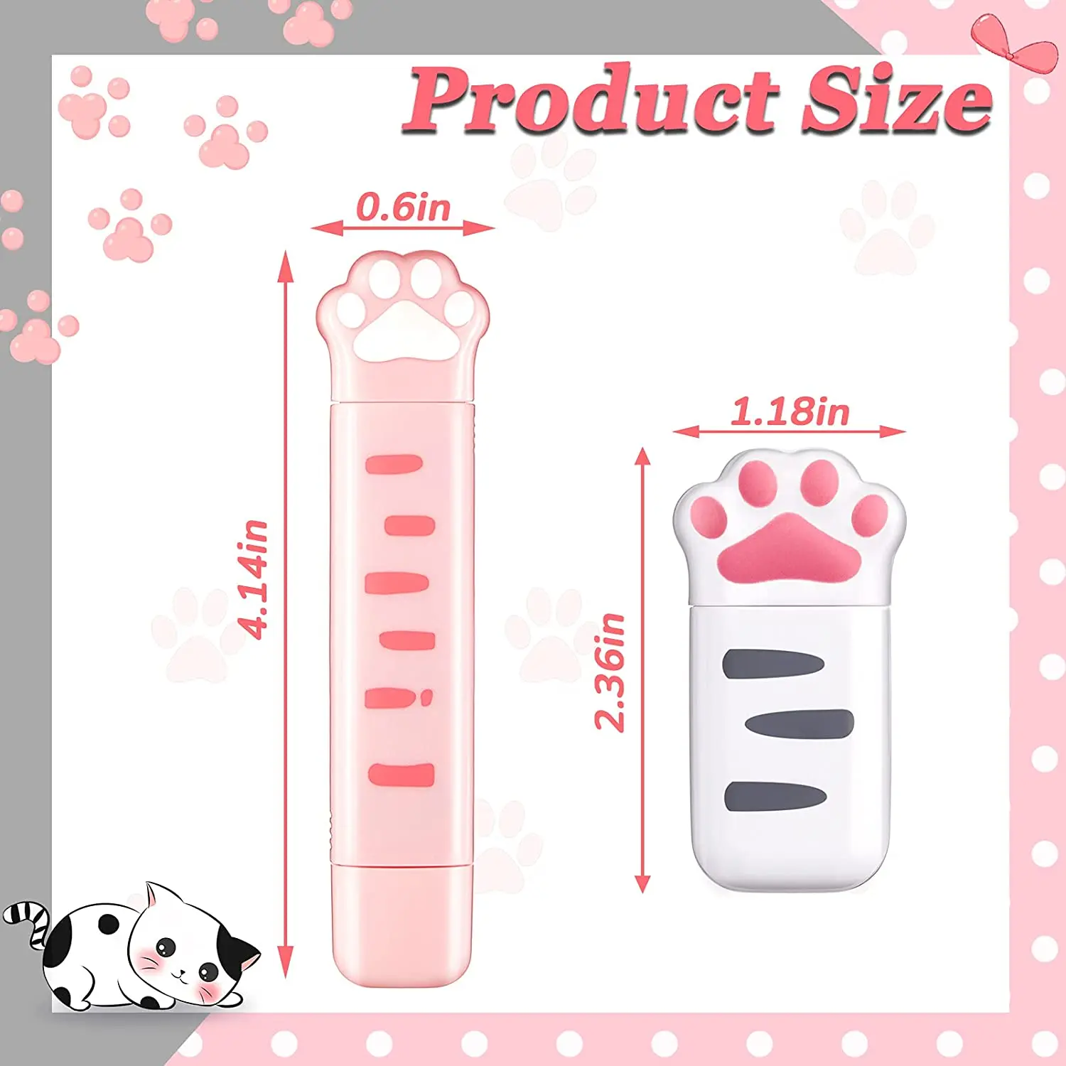 Correction Tape Correction Glue 1pc Cat Paw Shaped Dual Tips 2 in 1