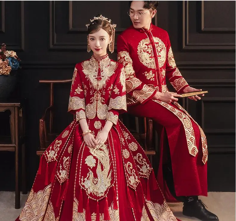 

Chinese Style Wedding Dress 2022 New Bride Married Women Red Phoenix