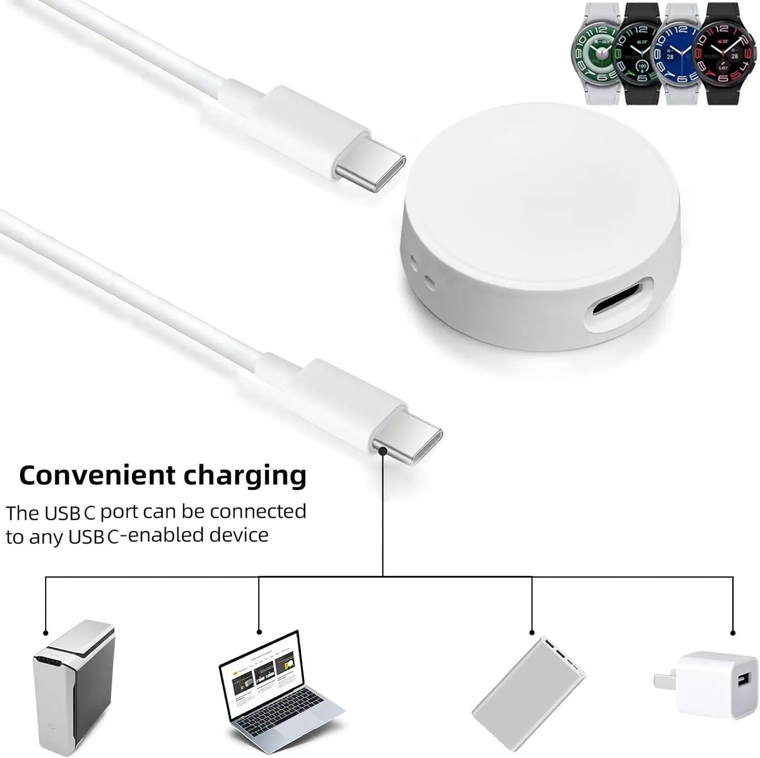 Watch Charger Wireless Magnetic Type C Dock For Samsung Galaxy Watch 7 6 5 4 3