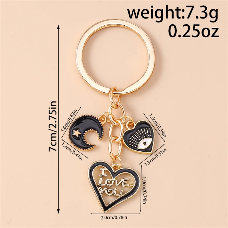 Niedlicher Liebesherz-Schlüsselanhänger, Emaille, Mond, Zahl 5, Anhänger, Schlüsselanhänger für Damen und Herren, Autoschlüssel, Handtasche, Schlüsselanhänger, DIY-Schmuck, Geschenke – Detail 2