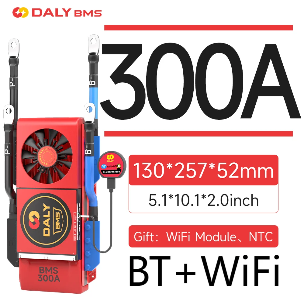 

Daly BMS 300A WiFi Bluetooth For Solar energy Storage to inverter Lifepo4 4S 12V 8S 24V 16S 48V lithium Battery