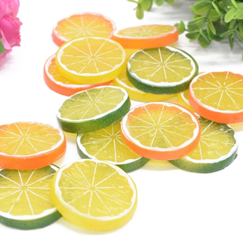 13 Pcs Imitation Lemon Slice Fake Lemons Slices Kitchen Photography Props Fruit artificial fruits and vegetables