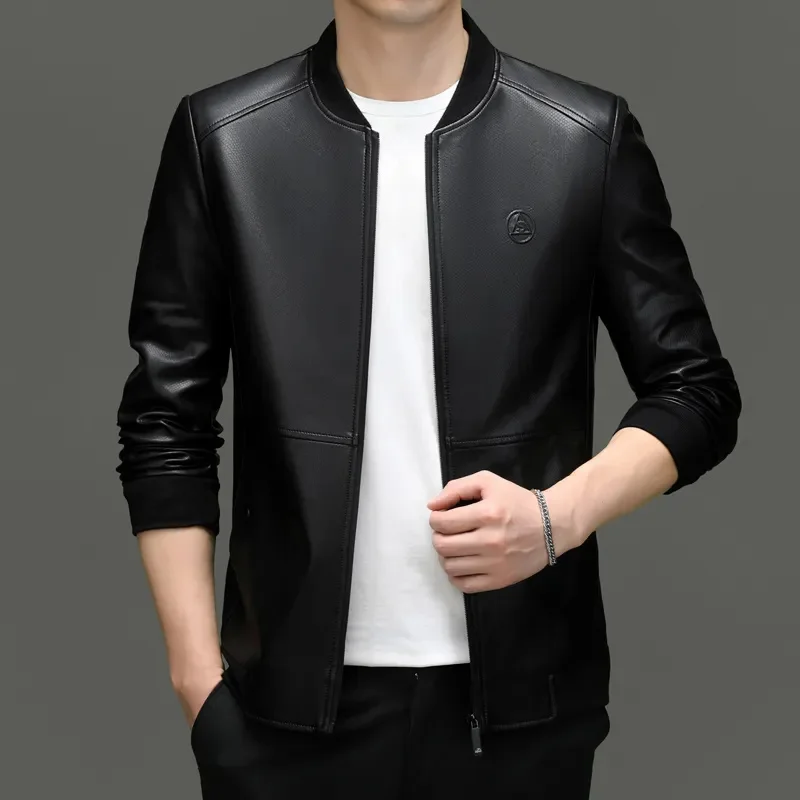 

Men's Genuine Leather Clothes Autumn and Winter New High-End Sheepskin Casual Coat Short Stand-up Collar Slim Fit Jacket