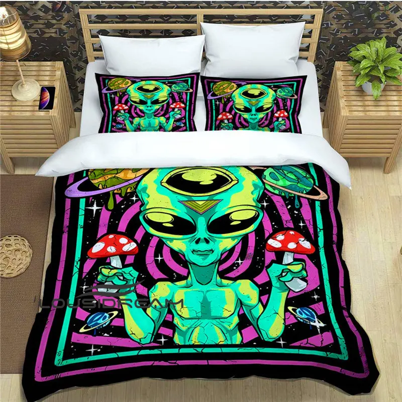 

Alien Cartoon Printed Home Textile Oversized Bedding Set, 3-piece Bed Sheet, Duvet Cover, Duvet Cover, Pillowcase, Large Size