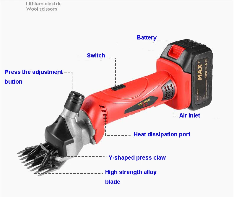 Wireless 6 Speed 13 Teeth Electric Wool Shears Pet Machine Goat Horse Hair Sciss