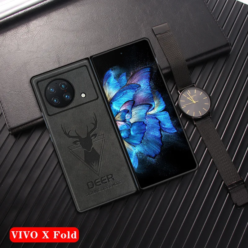 

for Vivo X Fold Case Flip Case Protective Cover Leather Pattern Deer Head Classic Business Men