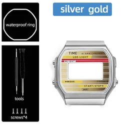 Enhanced Stainless Steel Case for Casio Small Square Watches - Upgraded Black/Gold/Silver Watch Accessory (Silver Gold case)