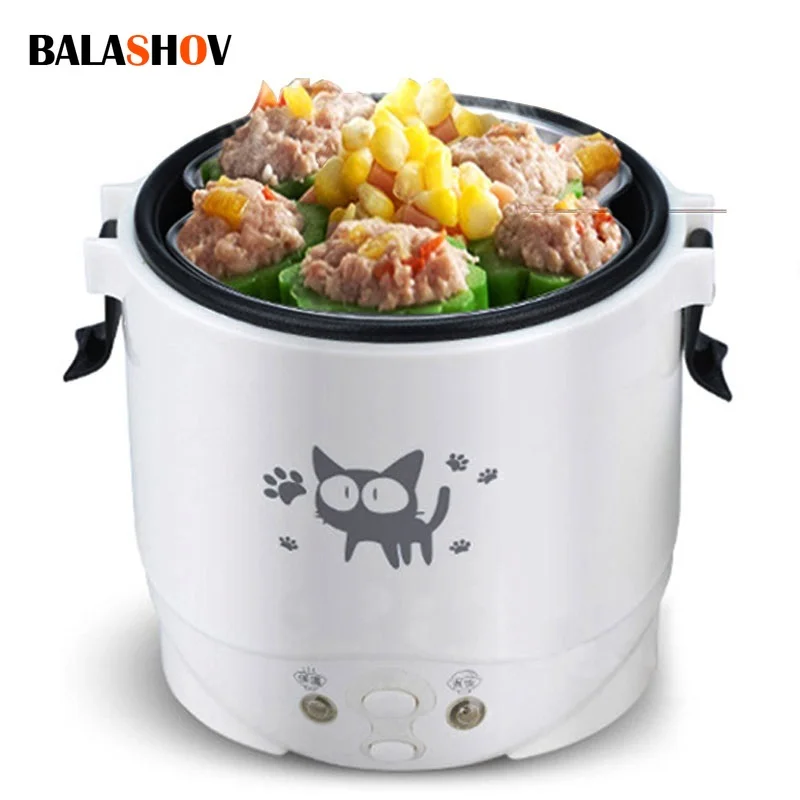 Multifunction Rice Cooker Portable 1L Water Food Heater Machine Lunch Box Warmer 2 Persons Cooking Machine for Home Car Truck 1