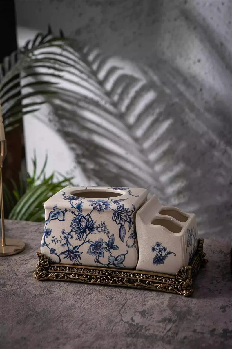 Description Picture 6 of itemCeramic Tissue Box,Flower Napkin paper Rack,Remote Control Storage Organization,Bathroom Paper Holder,Home Decorative Ornaments